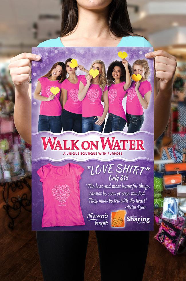 Walk on Water Valentines Day charity shirt poster